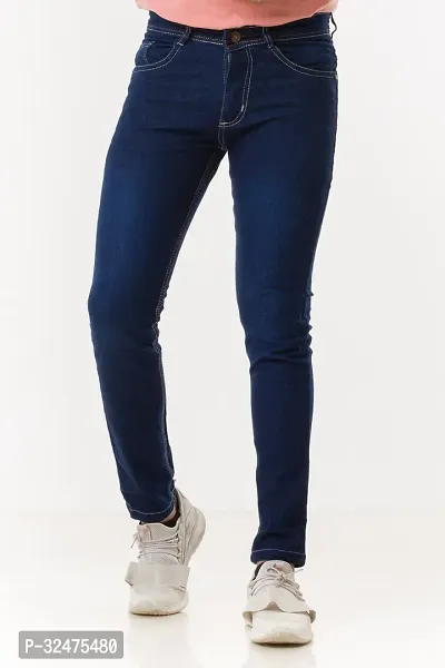 Comfortable Blue Denim Mid-Rise Jeans For Men-thumb2