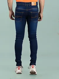 Stylish Blue Denim Solid Mid-Rise Jeans For Men-thumb1