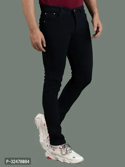 Comfortable Black Denim Mid-Rise Jeans For Men-thumb3