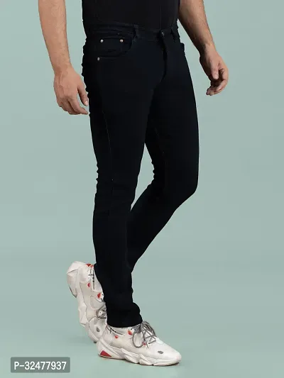 Comfortable Black Denim Mid-Rise Jeans For Men-thumb3