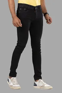 Comfortable Black Denim Mid-Rise Jeans For Men-thumb2