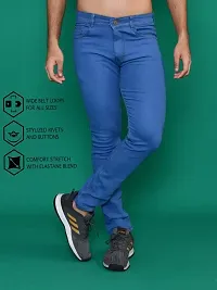 Stylish Blue Denim Solid Mid-Rise Jeans For Men-thumb2