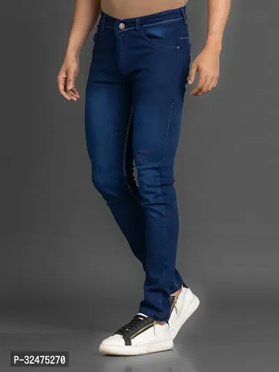 Comfortable Blue Denim Mid-Rise Jeans For Men-thumb0