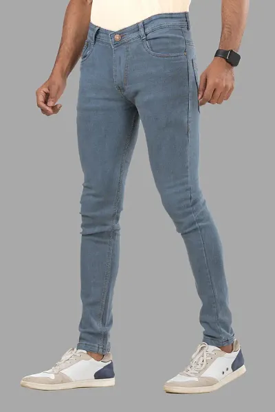 Stylish Cotton Blend Mid-Rise Jeans For Men