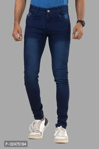 Comfortable Blue Denim Mid-Rise Jeans For Men-thumb2