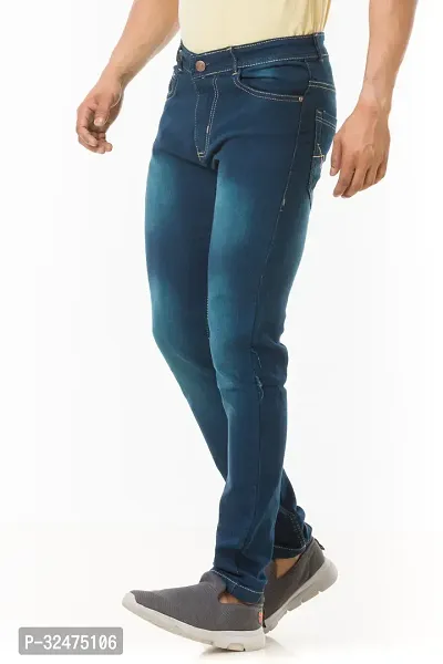 Comfortable Blue Denim Mid-Rise Jeans For Men-thumb0