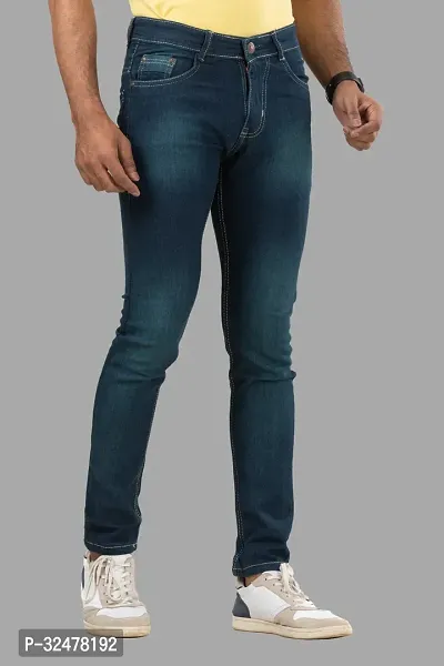 Comfortable Blue Denim Mid-Rise Jeans For Men-thumb3