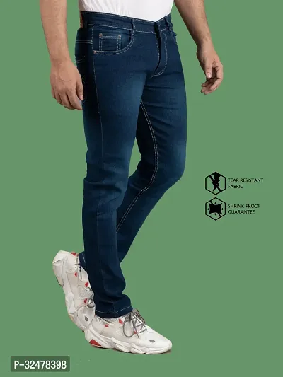 Comfortable Blue Denim Mid-Rise Jeans For Men-thumb3