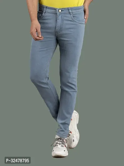 Comfortable Grey Denim Mid-Rise Jeans For Men-thumb4