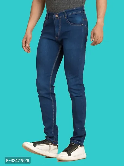 Comfortable Blue Denim Mid-Rise Jeans For Men-thumb0