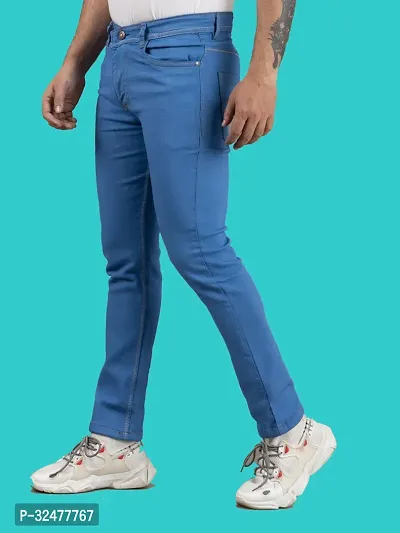 Comfortable Blue Denim Mid-Rise Jeans For Men-thumb4