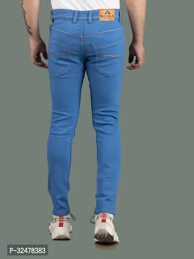 Comfortable Blue Denim Mid-Rise Jeans For Men-thumb2