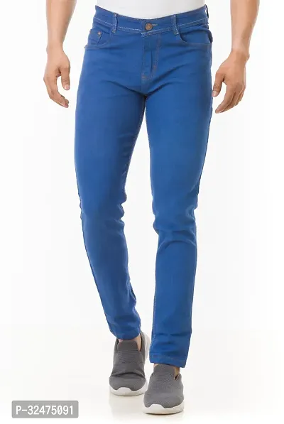 Comfortable Blue Denim Mid-Rise Jeans For Men-thumb2