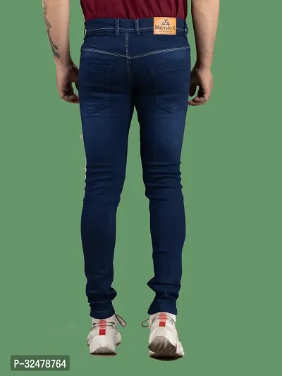 Comfortable Blue Denim Mid-Rise Jeans For Men-thumb2