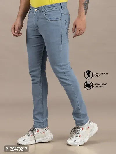 Comfortable Grey Denim Mid-Rise Jeans For Men