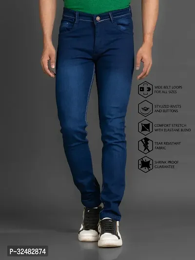 Elegant Denim Solid Jeans For Men And Boys