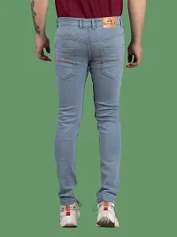 Stylish Grey Denim Solid Mid-Rise Jeans For Men-thumb1