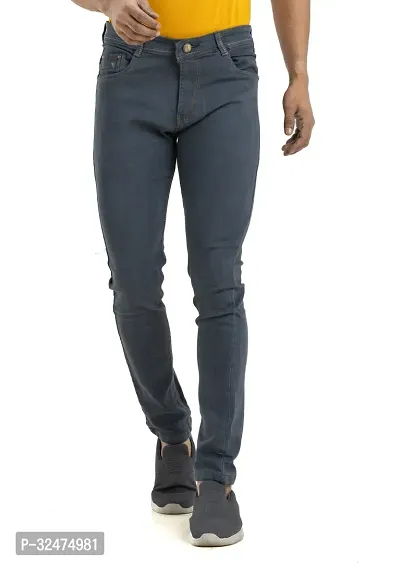 Comfortable Grey Denim Mid-Rise Jeans For Men-thumb2