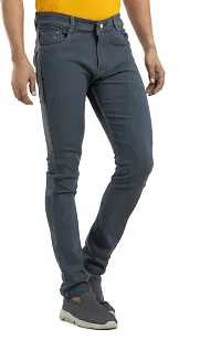 Comfortable Grey Denim Mid-Rise Jeans For Men-thumb2