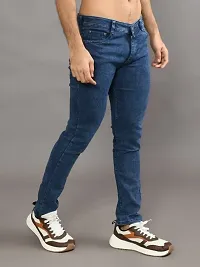 Stylish Blue Denim Solid Mid-Rise Jeans For Men-thumb2