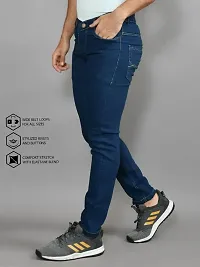 Stylish Blue Denim Solid Mid-Rise Jeans For Men-thumb2