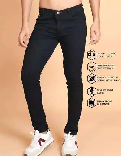 Stylish Denim Solid Mid-Rise Jeans For Men