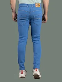 Comfortable Blue Denim Mid-Rise Jeans For Men-thumb1