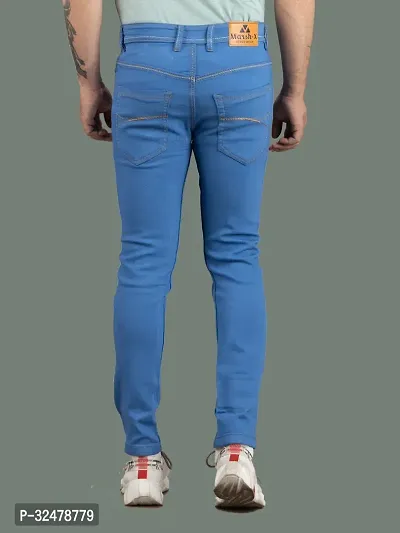 Comfortable Blue Denim Mid-Rise Jeans For Men-thumb2