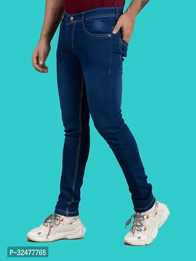 Comfortable Blue Denim Mid-Rise Jeans For Men-thumb4