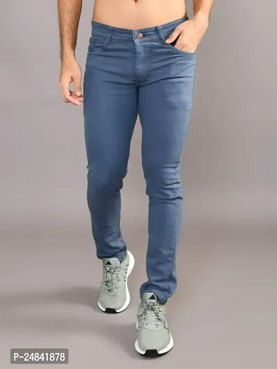 Stylish Denim Solid Mid-Rise Jeans For Men-thumb2