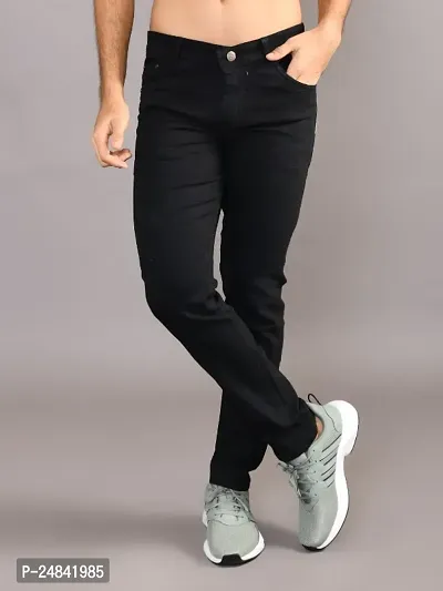Stylish Denim Solid Mid-Rise Jeans For Men-thumb2