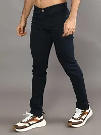 Stylish Denim Solid Mid-Rise Jeans For Men-thumb1