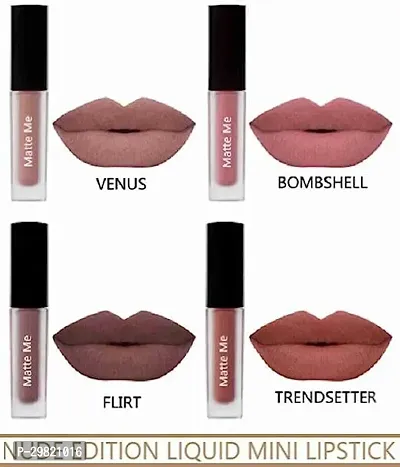 Beautiful Long Lasting Liquid Lipstick Combo Of 4-thumb0