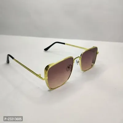 Fabulous Golden Plastic Square Sunglasses For Men And Women