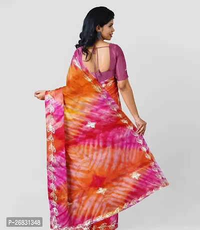 Elegant Multicoloured Georgette Printed Partywear Saree with Blouse piece