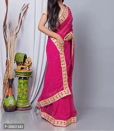 Elegant Pink Georgette Printed Partywear Saree with Blouse piece