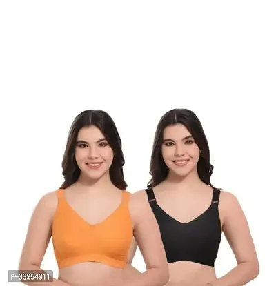 Stylish Cotton Solid Bra for Women, Pack of 2-thumb0