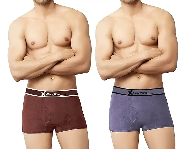 THE SKYLER'S X-Factor Men's Strech Solid Trunk for Men & Boys|Men's Underwear (Pack of 2)