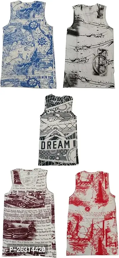 THE SKYLER'S Men's Sirtex Printed Vest for Men  Boys|Men's Innerwear|Men's Vest Combo (Pack of 5)-thumb0