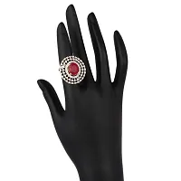 THE SKYLER'S Women's Pride Traditional AD Stone Adjustable Ring For Women (Maroon)-thumb3