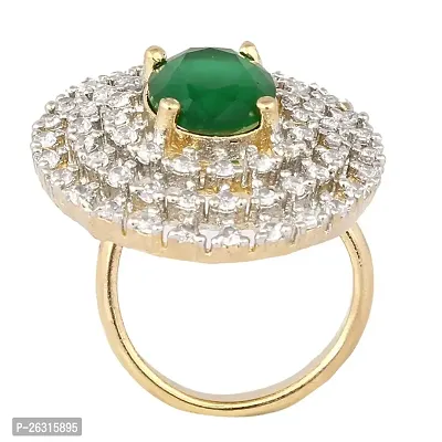 THE SKYLER'S Women's Pride Traditional AD Stone Adjustable Ring For Women (Green)