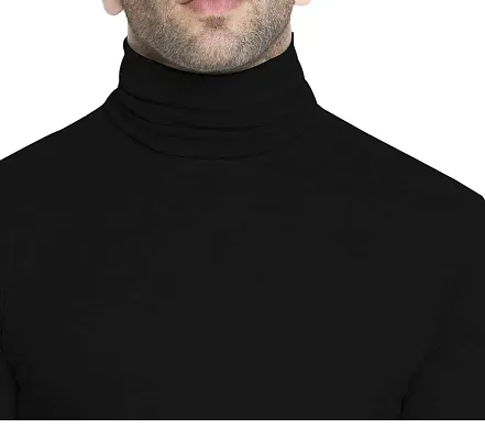 MEN'S SOLID HIGH NECK THERMAL WEAR TOP