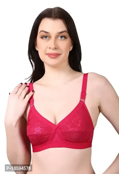 NSALIZA Women Floral Print Full Coverage Wirefree Non Padded Bra - Q.Pink, 34C |NETNORAQPNK34C|