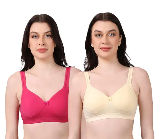 NSALIZA Petal Cross Strap Women's Non Padded T-Shirt Bra Pack of 2