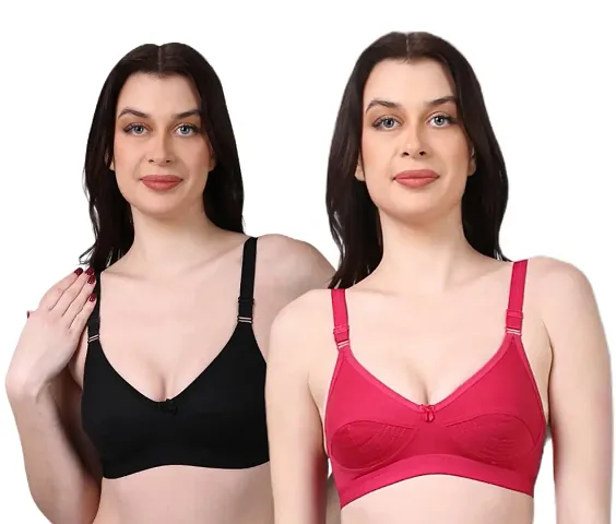 NSALIZA Petal Cross Strap Women's Non Padded T-Shirt Bra Pack of 2