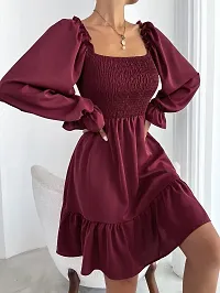 Classic Crepe Solid Dresses for Women-thumb1