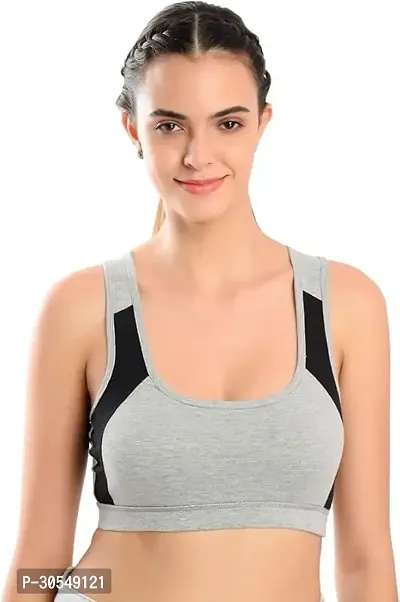 Stylish Grey Cotton Solid Bras For Women-thumb0