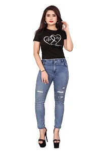 CRYSTON Graphic Printed Women's T-Shirt with Love Text in Heart Cotton Blend Round Neck Half Sleeves T-Shirt Love, Valentine's Day, Gift T-Shirts (Pack of 1)-thumb4