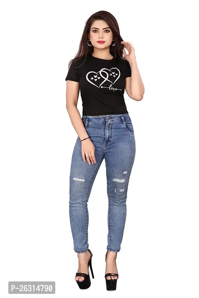 CRYSTON Graphic Printed Women's T-Shirt with Love Text in Heart Cotton Blend Round Neck Half Sleeves T-Shirt Love, Valentine's Day, Gift T-Shirts (Pack of 1)-thumb5