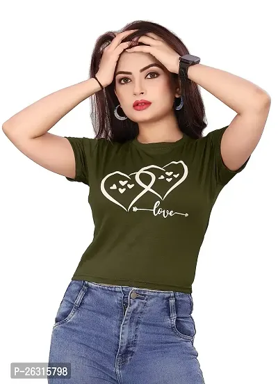 CRYSTON Graphic Printed Women's T-Shirt with Love Text in Heart Cotton Blend Round Neck Half Sleeves T-Shirt Love, Valentine's Day, Gift T-Shirts (Pack of 1)-thumb1